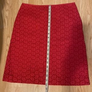 Coral pink eyelet pencil skirt
